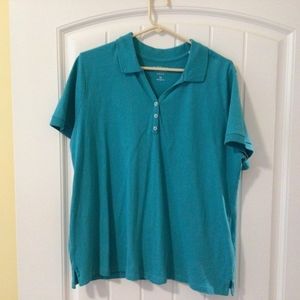 Croft & Barrow short sleeve, vneck polo, aqua, size 1x.